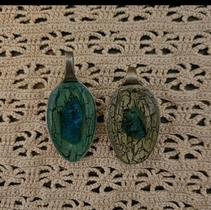 Shattuckite Spoon Necklaces (Set of 2) | Handmade Zimbabwe Crystal Pendants